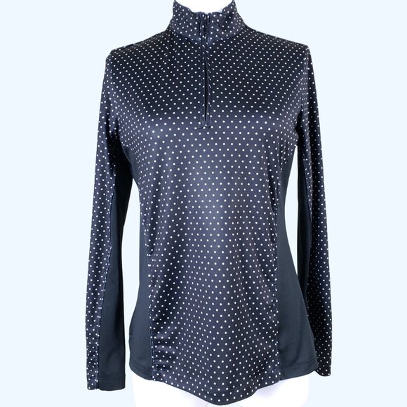 Peter Millar E4 Wicking 50+ UPF LS 1/4 Zip Pullover Black White Polka Dot, Small - Picture 1 of 9